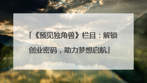 《预见独角兽》栏目：解锁创业密码，助力梦想启航