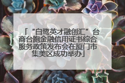 “白鹭英才融创汇”台商台胞金融信用证书综合服务政策发布会在厦门市集美区成功举办