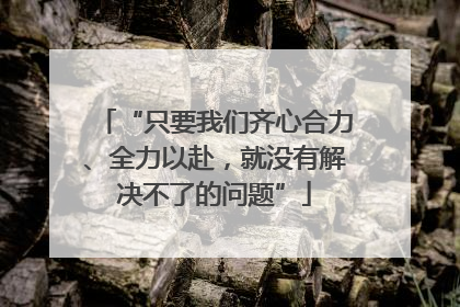 “只要我们齐心合力、全力以赴，就没有解决不了的问题”