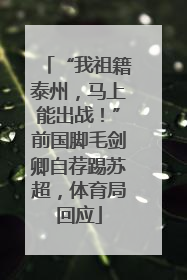 “我祖籍泰州，马上能出战！”前国脚毛剑卿自荐踢苏超，体育局回应