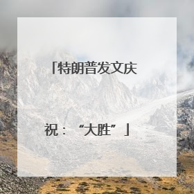 特朗普发文庆祝：“大胜”