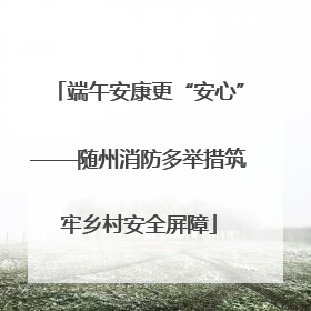 端午安康更“安心”——随州消防多举措筑牢乡村安全屏障