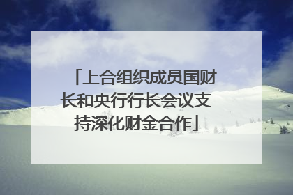 上合组织成员国财长和央行行长会议支持深化财金合作