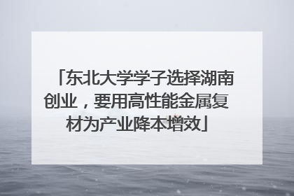 东北大学学子选择湖南创业，要用高性能金属复材为产业降本增效