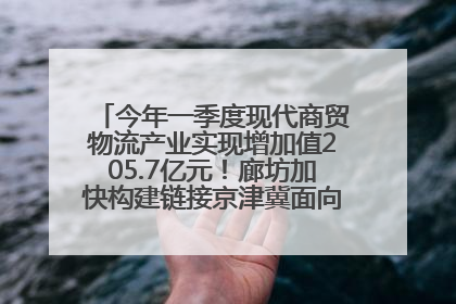 今年一季度现代商贸物流产业实现增加值205.7亿元！廊坊加快构建链接京津冀面向全世界的物流通道