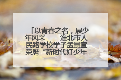 以青春之名，展少年风采——淮北市人民路学校学子孟景宣荣膺“新时代好少年”荣誉称号
