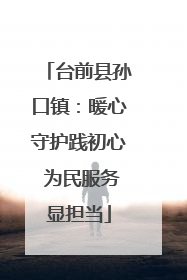 台前县孙口镇：暖心守护践初心 为民服务显担当
