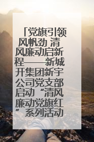 党旗引领风帆劲 清风廉动启新程——新城开集团新宇公司党支部启动“清风廉动党旗红”系列活动