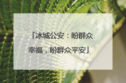冰城公安：盼群众幸福，盼群众平安