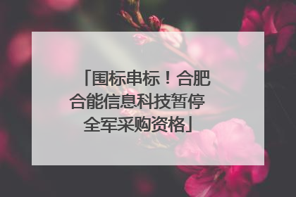 围标串标！合肥合能信息科技暂停全军采购资格