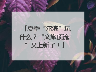 夏季“尔滨”玩什么？“文旅顶流”又上新了！