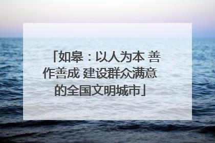 如皋：以人为本 善作善成 建设群众满意的全国文明城市