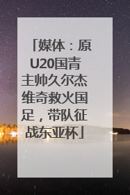 媒体：原U20国青主帅久尔杰维奇救火国足，带队征战东亚杯