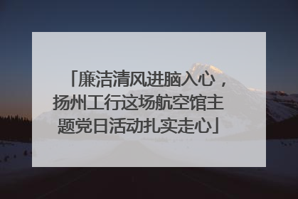 廉洁清风进脑入心，扬州工行这场航空馆主题党日活动扎实走心