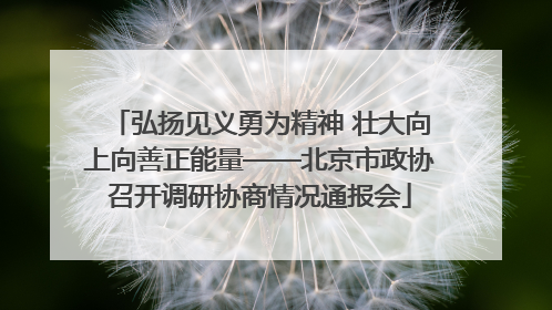 弘扬见义勇为精神 壮大向上向善正能量——北京市政协召开调研协商情况通报会
