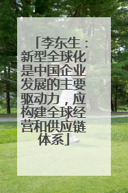 李东生：新型全球化是中国企业发展的主要驱动力，应构建全球经营和供应链体系