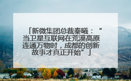 新微集团总裁秦曦：“当卫星互联网在荒漠高原连通万物时，成都的创新故事才真正开始”
