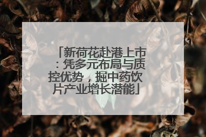 新荷花赴港上市：凭多元布局与质控优势，掘中药饮片产业增长潜能
