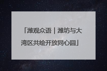 潍观众语｜潍坊与大湾区共绘开放同心圆