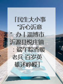 民生大小事 “沂心沂意”办丨淄博市沂源县悦庄镇：端午粽香暖老兵 百岁英雄述峥嵘