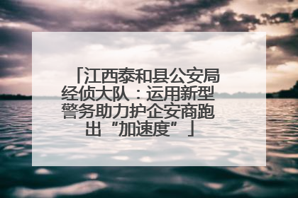 江西泰和县公安局经侦大队：运用新型警务助力护企安商跑出“加速度”