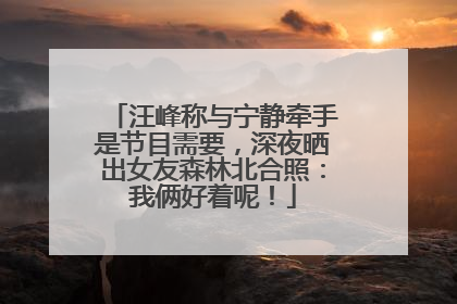 汪峰称与宁静牵手是节目需要，深夜晒出女友森林北合照：我俩好着呢！