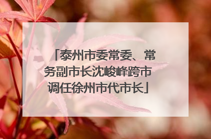 泰州市委常委、常务副市长沈峻峰跨市调任徐州市代市长