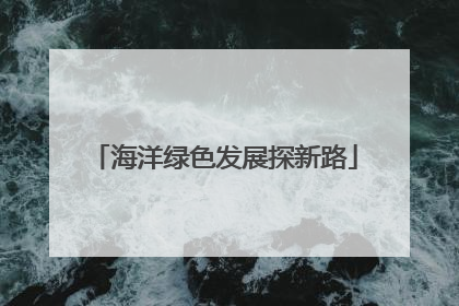 海洋绿色发展探新路