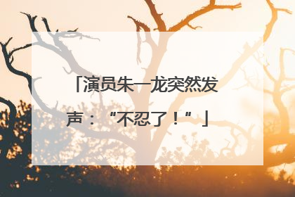 演员朱一龙突然发声：“不忍了！”