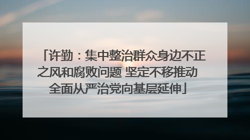 许勤：集中整治群众身边不正之风和腐败问题 坚定不移推动全面从严治党向基层延伸