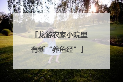 龙游农家小院里有新“养鱼经”